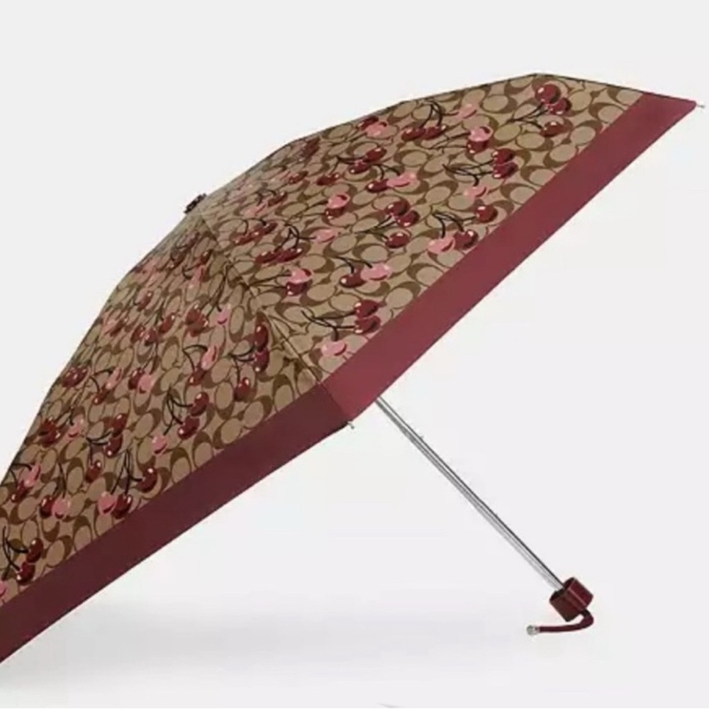 Coach Brown and Pink Patterned cherry 🍒 Umbrella